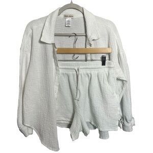 Dippin Daisys Guaze white lounge set top and bottoms XL